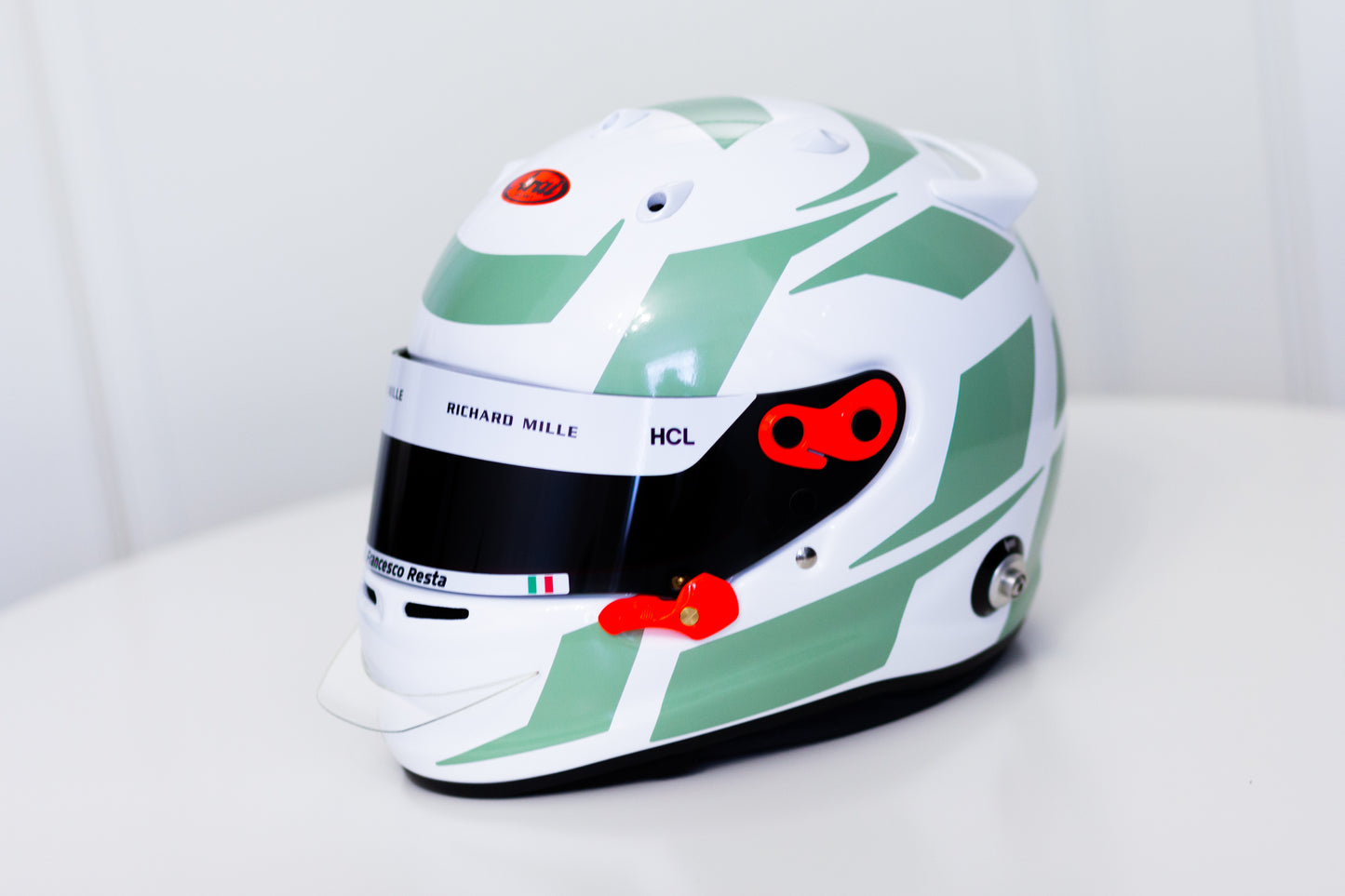 ATOMIC Stickers for helmet Color scheme #1 with Names&Flag (design pack) (Karting, Motorsport, Moto)