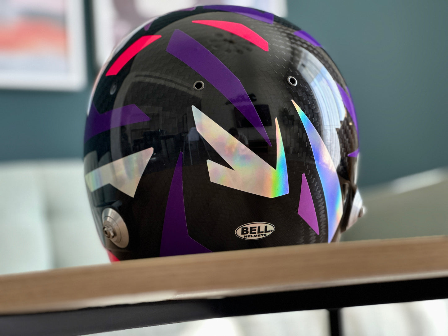 Oil slick Chrome Hologramic helmet logo set (Karting, Motorsport, Moto)