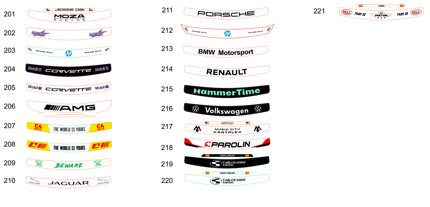 Arai GP-7 Helmet visor Sticker (Karting, Motorsport)