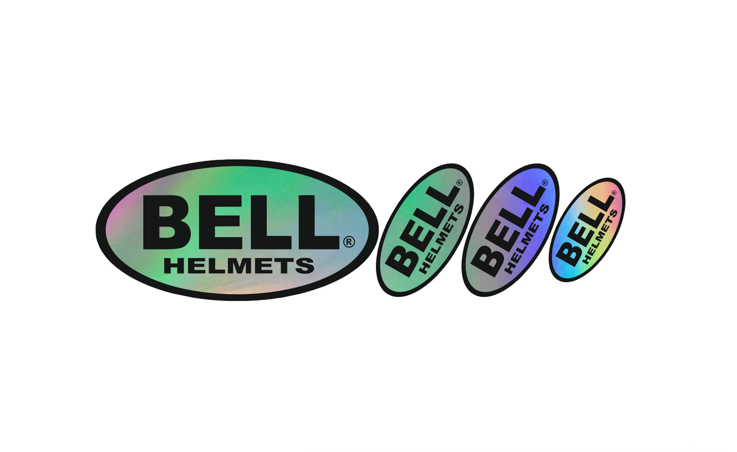 Oil slick Chrome Hologramic helmet logo set (Karting, Motorsport, Moto)