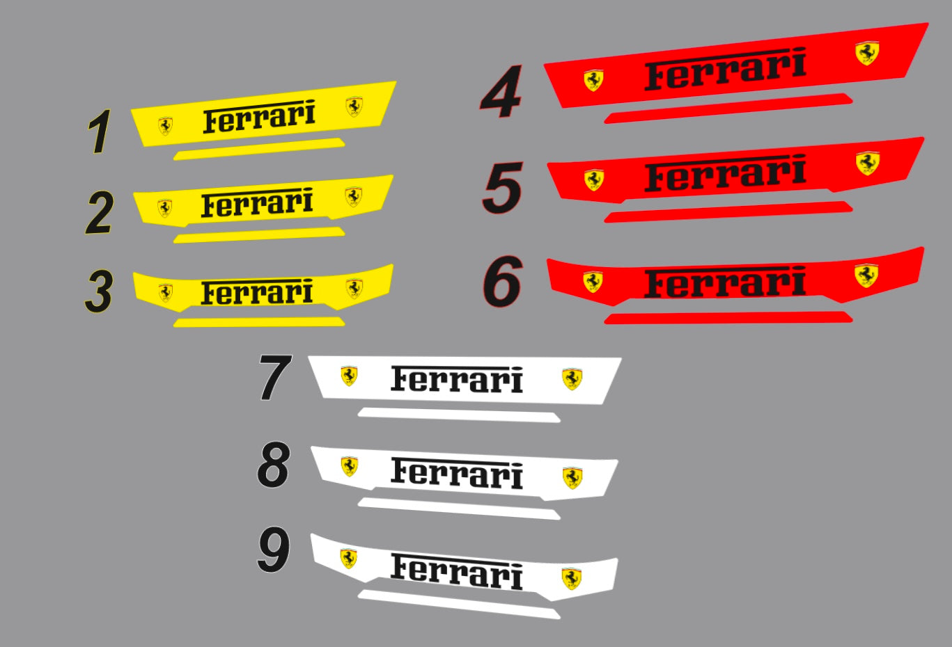 Ferrari Helmet Visor Sticker (Karting, Motorsport, Moto) 33 stickers