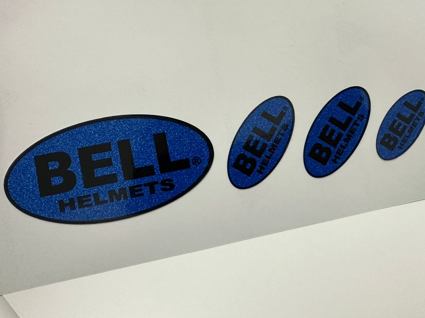 BELL logo set in glitter metallic. Stickers for helmet (Karting, Motorsport, Moto)