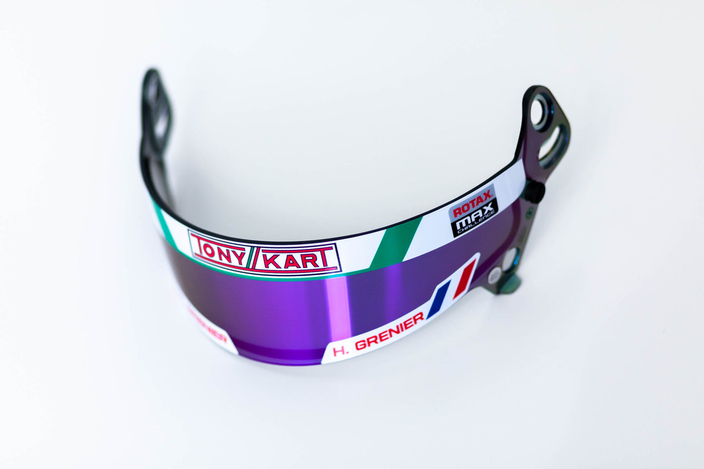Visor sticker kit “PROTON” with Chassis / Engine / Name / Flag (Tony Kart + Rotax) (Karting, Motorsport, Moto)