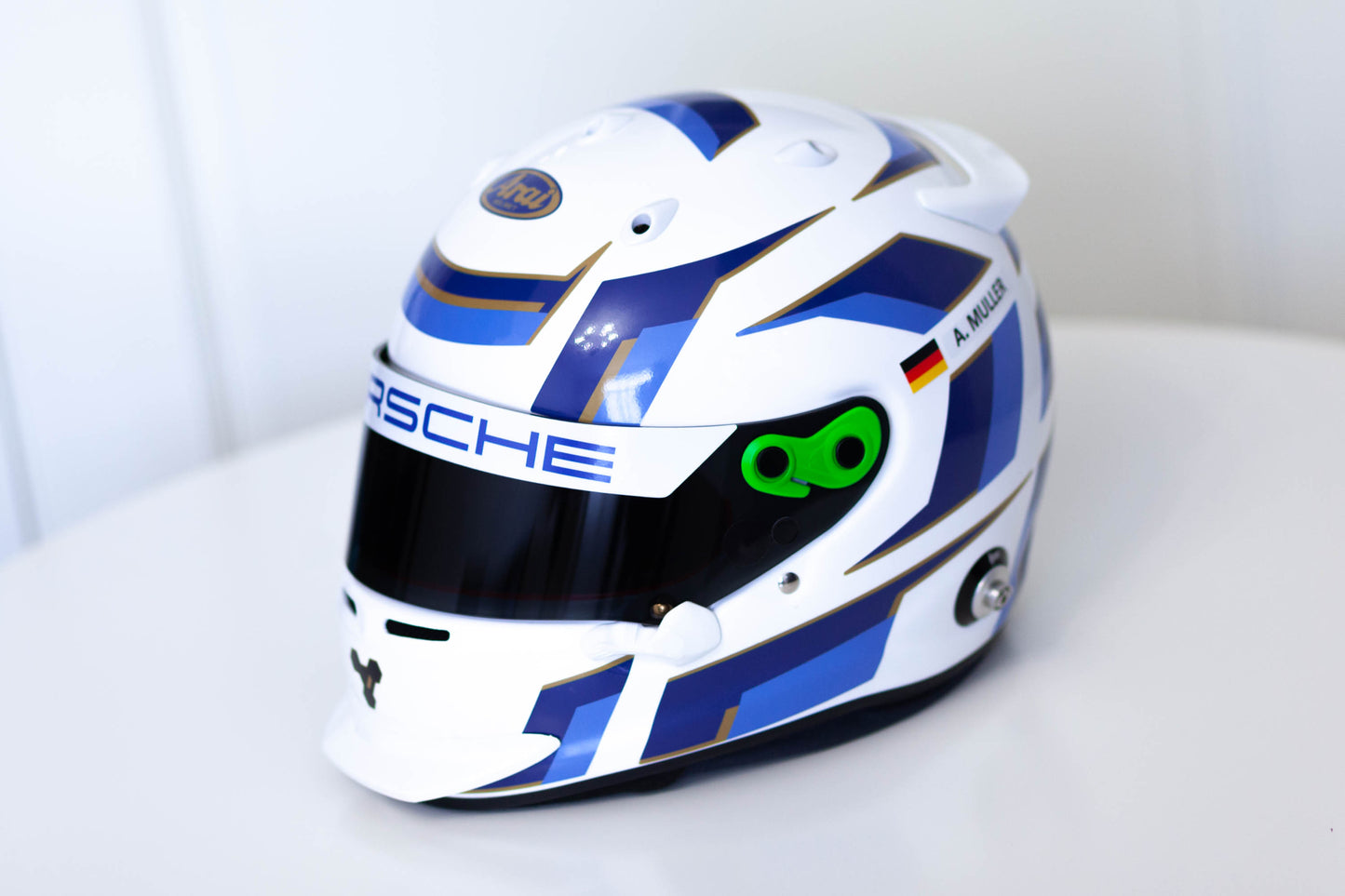 ATOMIC Stickers for helmet Color scheme #3 with Names&Flag WHITE HELMET (design pack) (Karting, Motorsport, Moto)