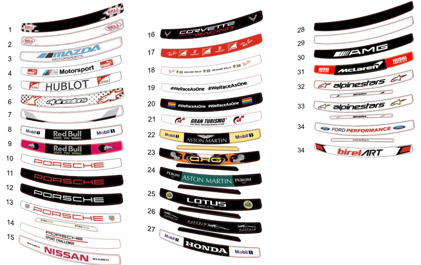 EXTRA WIDE Helmet Visor Sticker (Karting, Motorsport, Moto)