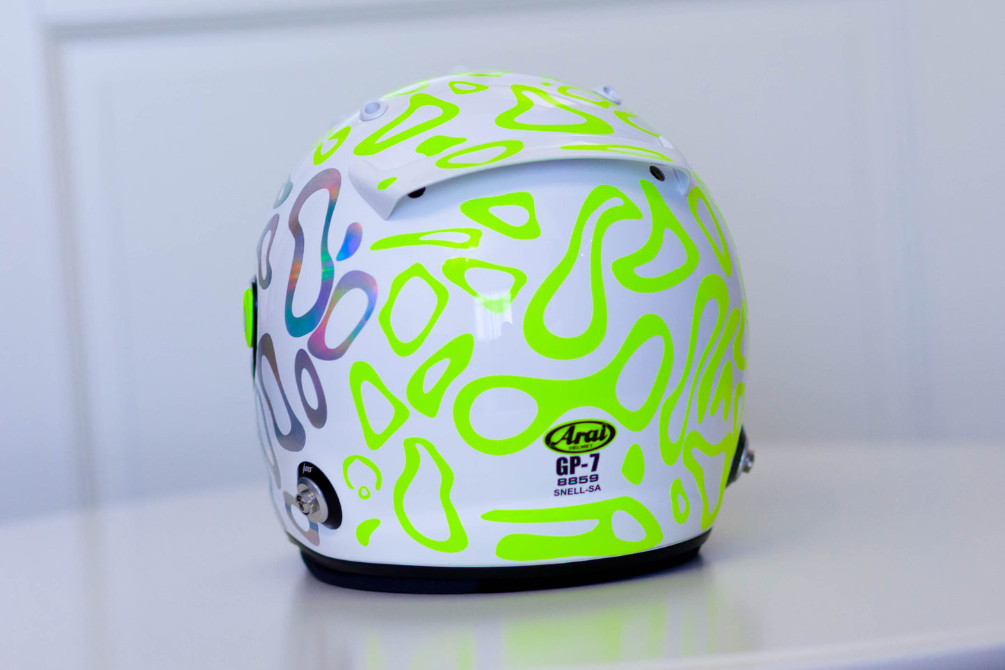 PLASMA Stickers for WHITE helmet Color scheme #1 FLUO+CHROME (design pack) (Karting, Motorsport, Moto)