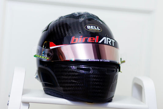 Birel ART kit of visor stickers: Chassis + Name&Flag (Karting, Motorsport, Moto)