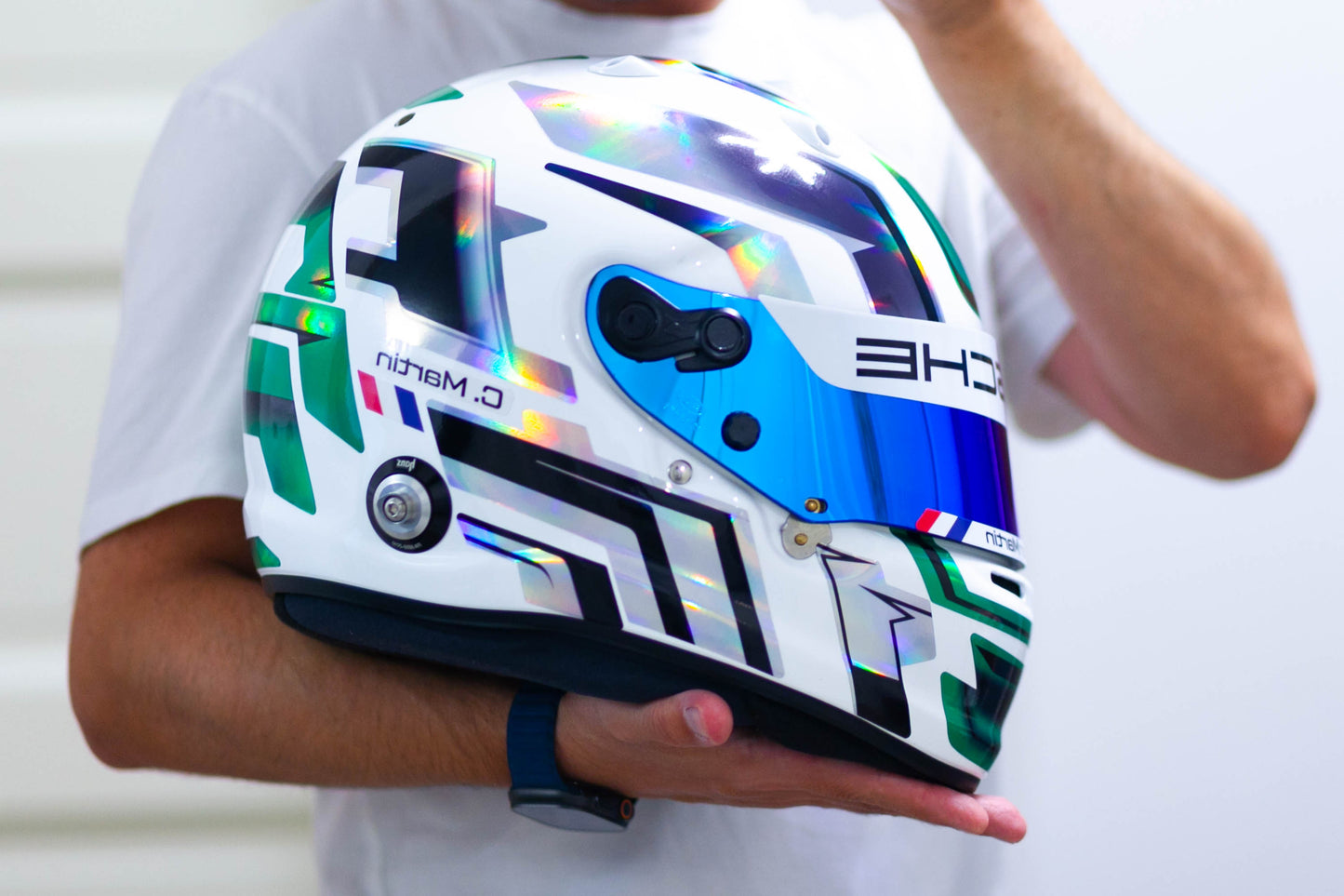 LACONCA Sticker Kit for helmet Color Scheme #4 Metal & GREEN Chrome (design pack) (Karting, Motorsport, Moto)