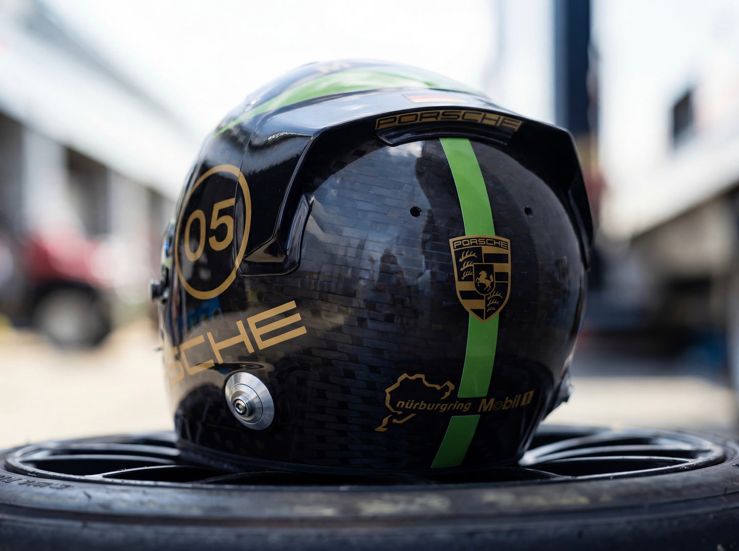 PORSCHE Challenge Helmet Sticker Pack Color Scheme #5 Olive & Gold Metal (design pack) (Karting, Motorsport, Moto)