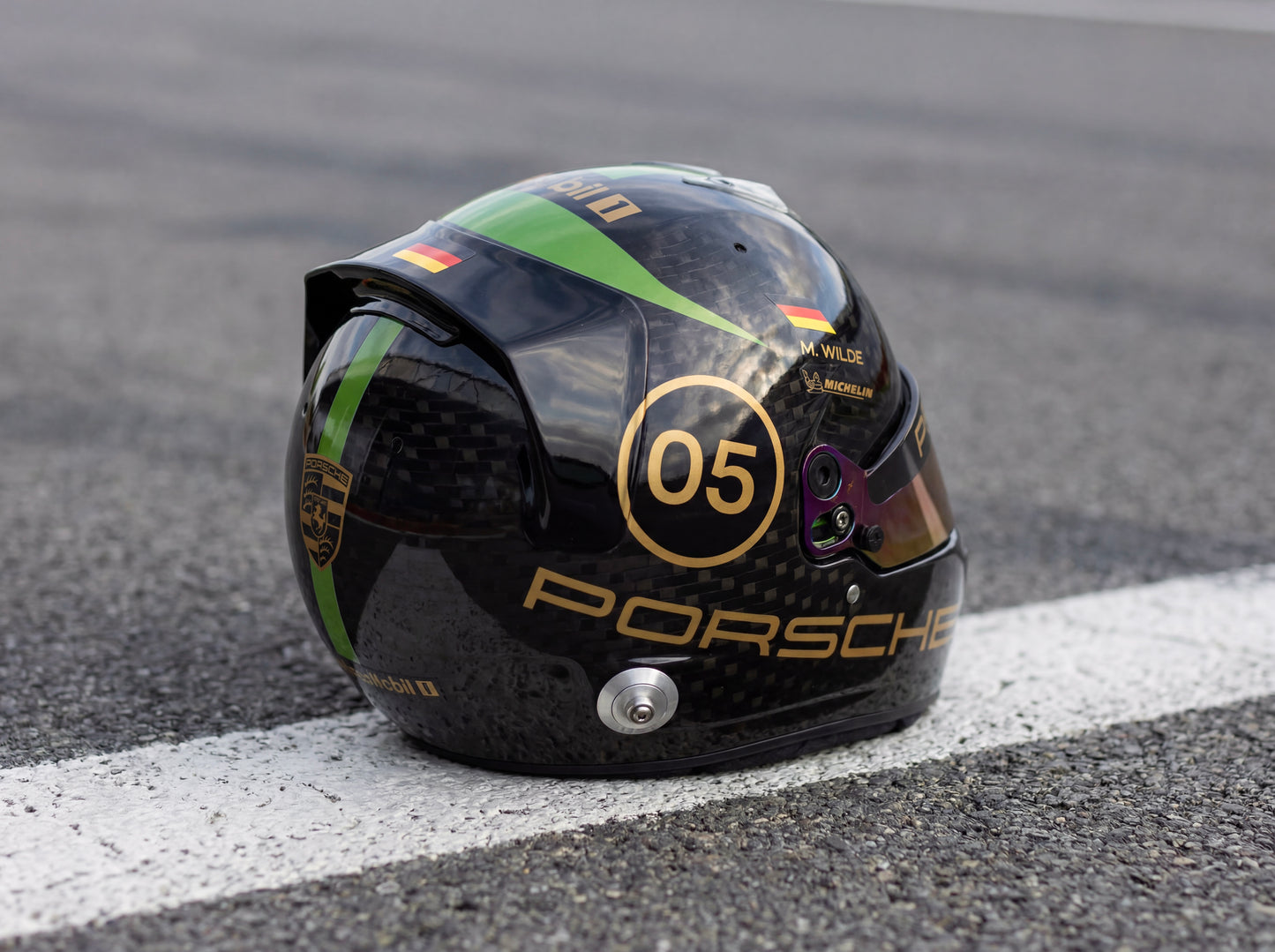 PORSCHE Challenge Helmet Sticker Pack Color Scheme #5 Olive & Gold Metal (design pack) (Karting, Motorsport, Moto)