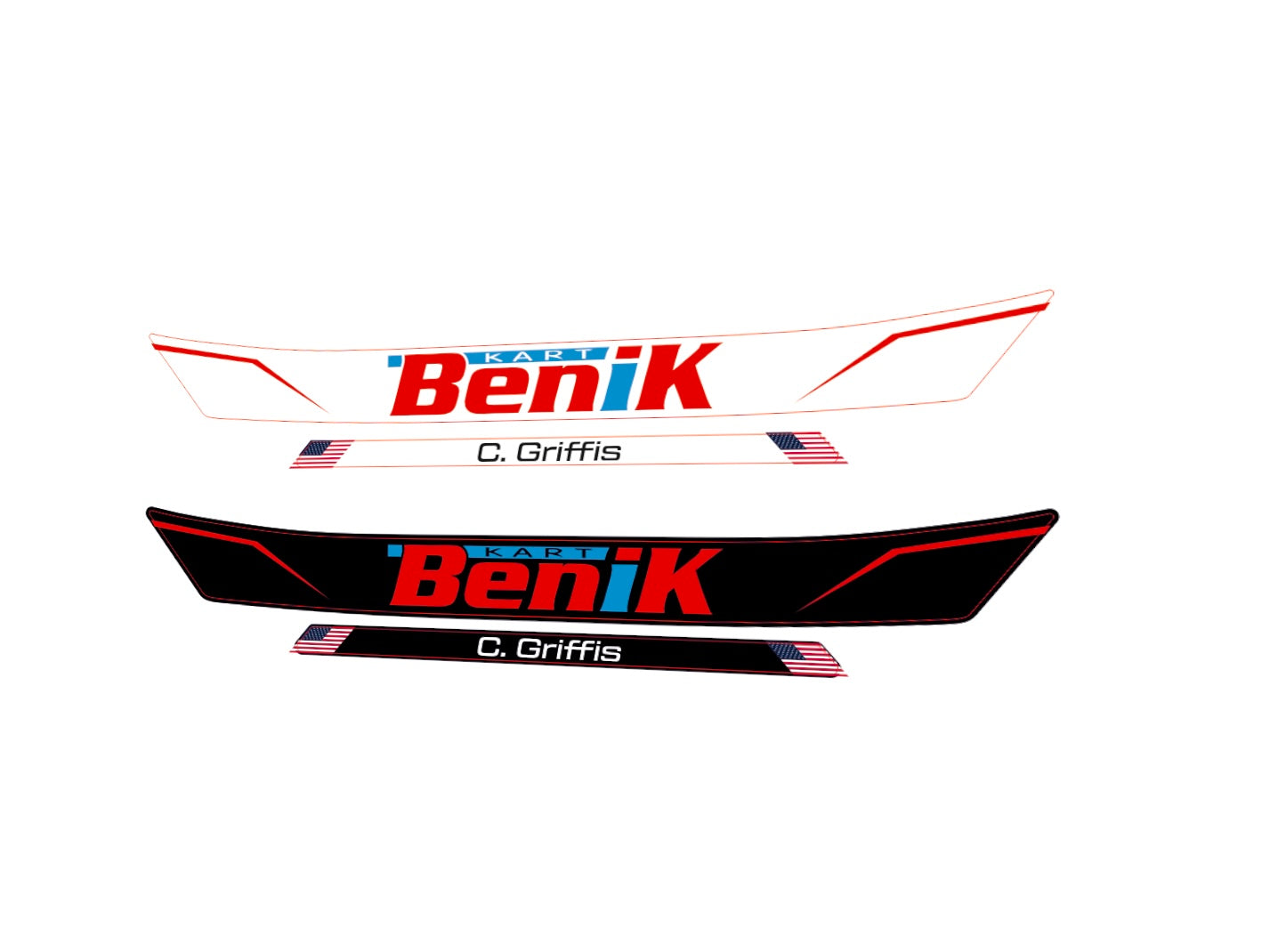 BENIK Kart visor stripe for helmet in Chrome (design pack) (Karting, Motorsport, Moto)