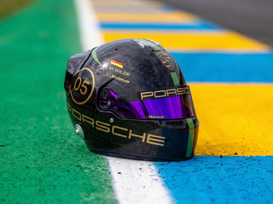 PORSCHE Challenge Helmet Sticker Pack Color Scheme #5 Olive & Gold Metal (design pack) (Karting, Motorsport, Moto)