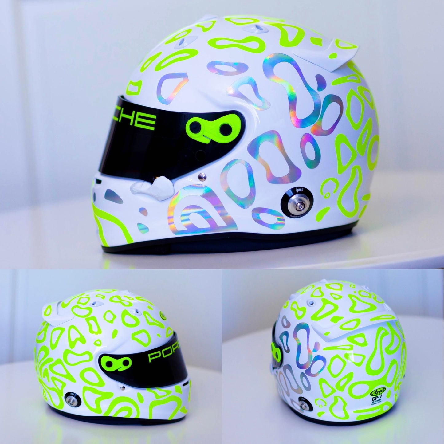 PLASMA Stickers for WHITE helmet Color scheme #1 FLUO+CHROME (design pack) (Karting, Motorsport, Moto)