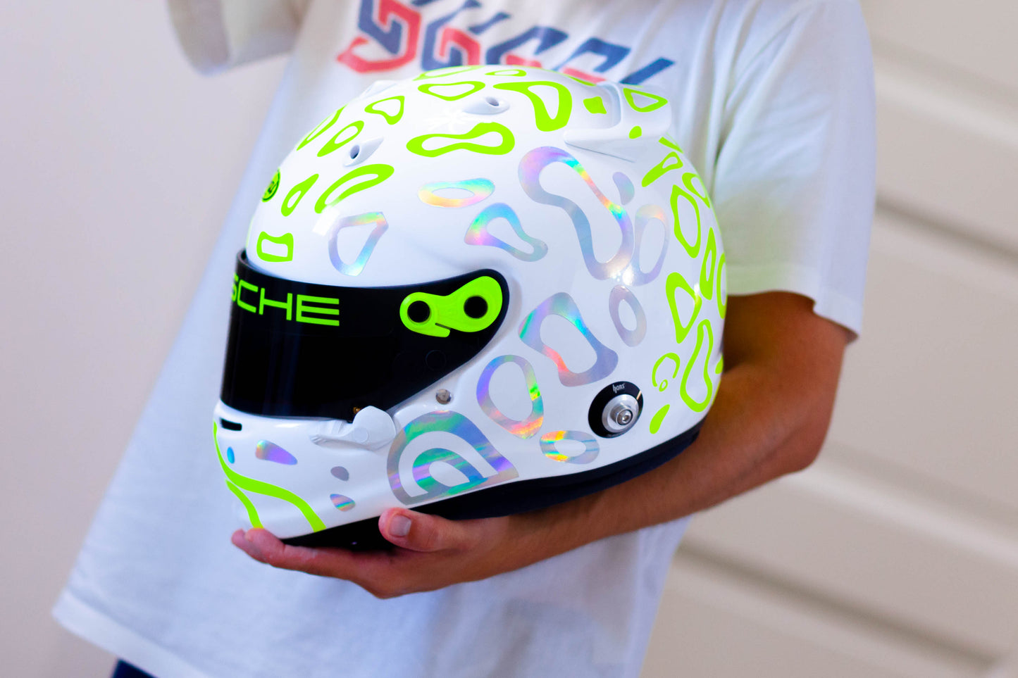 PLASMA Stickers for WHITE helmet Color scheme #1 FLUO+CHROME (design pack) (Karting, Motorsport, Moto)