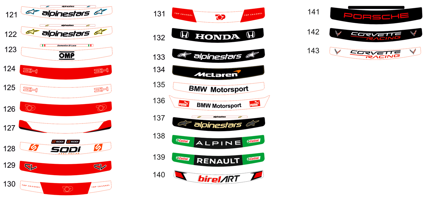 Arai SK-5 / GP-5 Helmet visor Sticker (Karting, Motorsport)