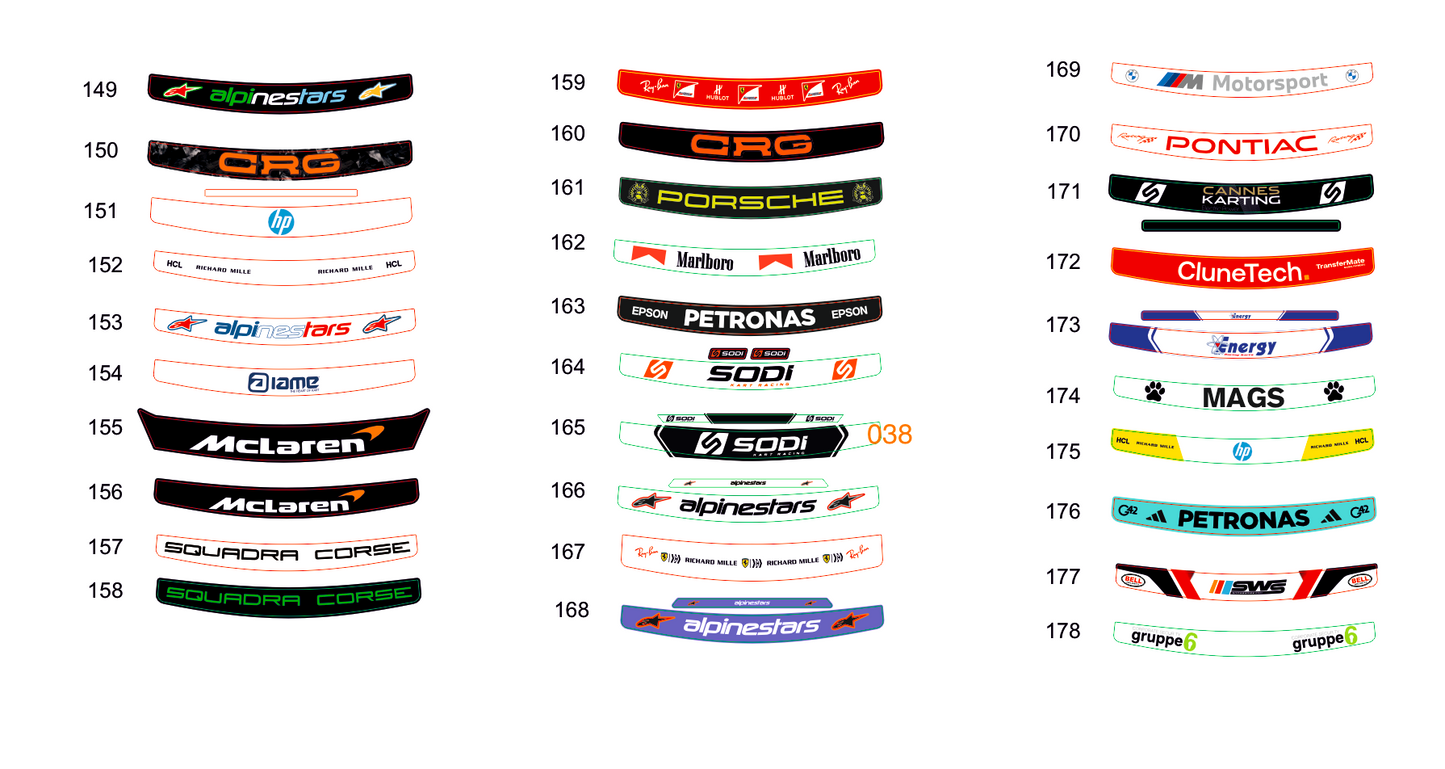 OMP Circuit EVO Helmet visor Sticker (Karting, Motorsport)