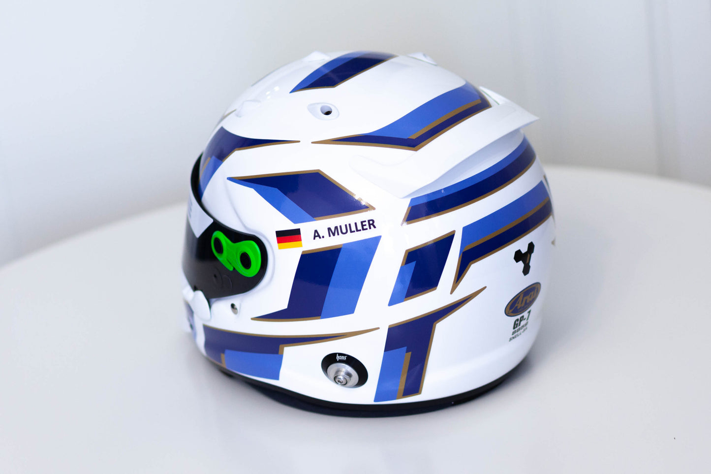 ATOMIC Stickers for helmet Color scheme #3 with Names&Flag WHITE HELMET (design pack) (Karting, Motorsport, Moto)