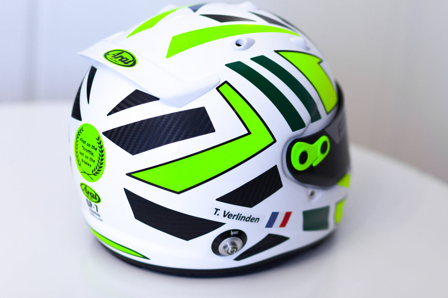 MONZA Stickers for helmet with CARBON + FLUO + Name&Flag Edition (design pack) (Karting, Motorsport)