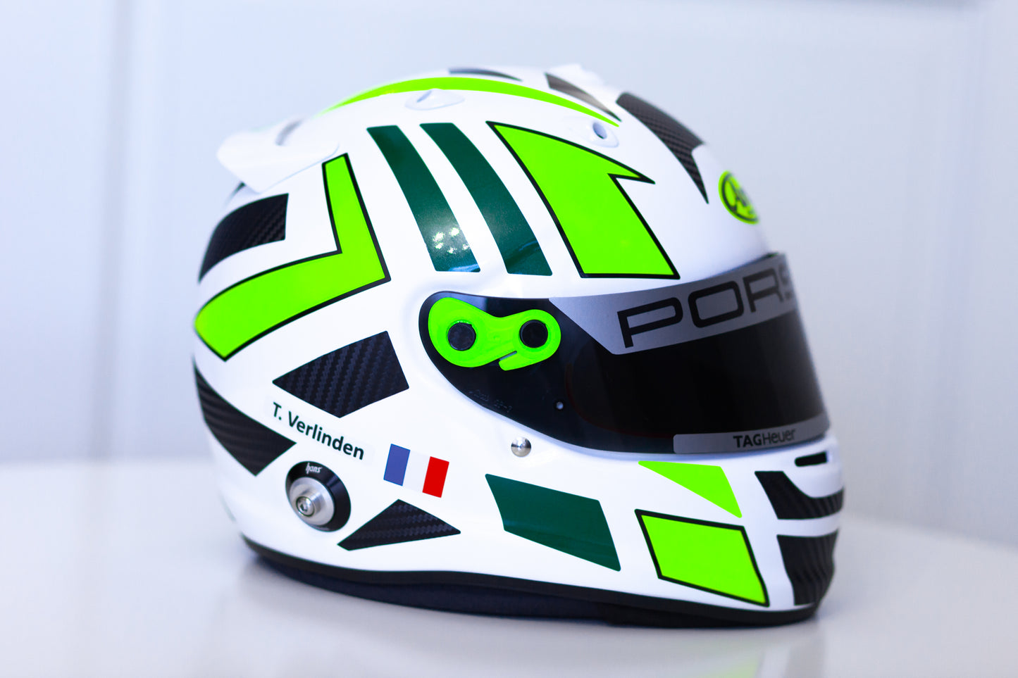 MONZA Stickers for helmet with CARBON + FLUO + Name&Flag Edition (design pack) (Karting, Motorsport)