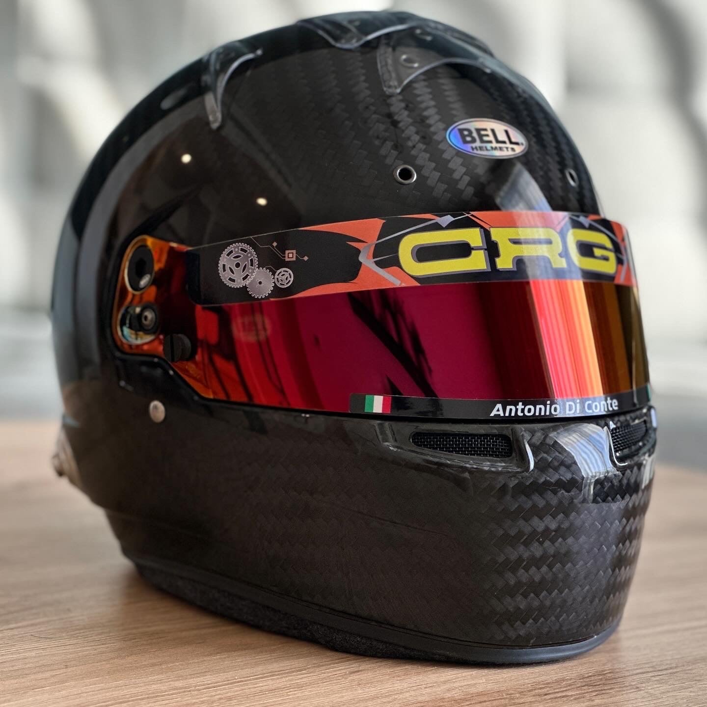 CRG kit of visor stickers: Chassis+name+Flag (Karting, Motorsport, Moto)