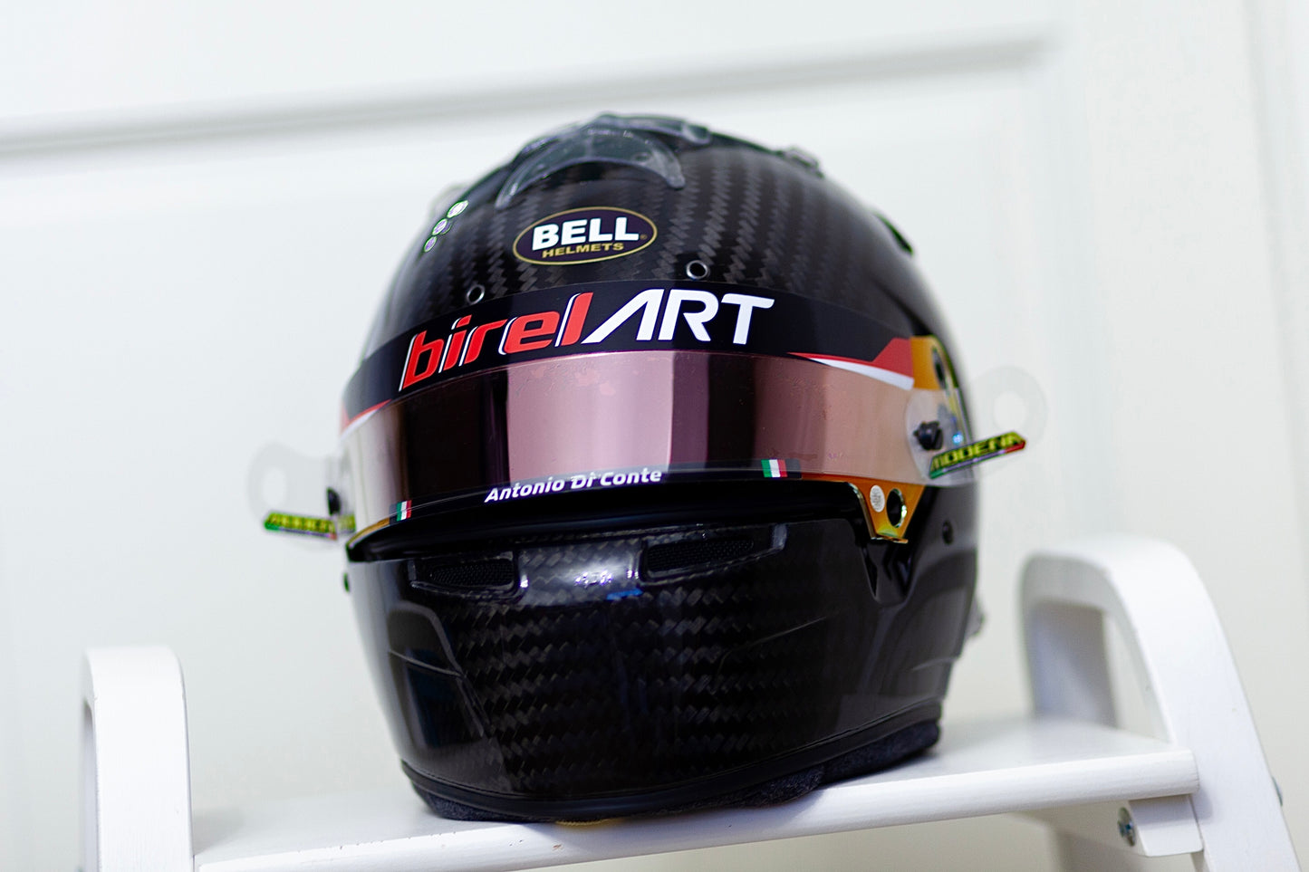 Birel ART kit of visor stickers: Chassis + Name&Flag (Karting, Motorsport, Moto)