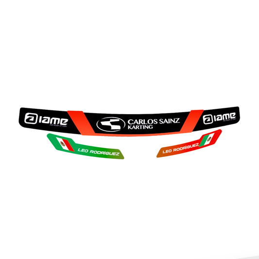 Visor sticker kit “PROTON” with Chassis / Engine / Name / Flag (Carlos Sainz + IAME) (Karting, Motorsport, Moto)