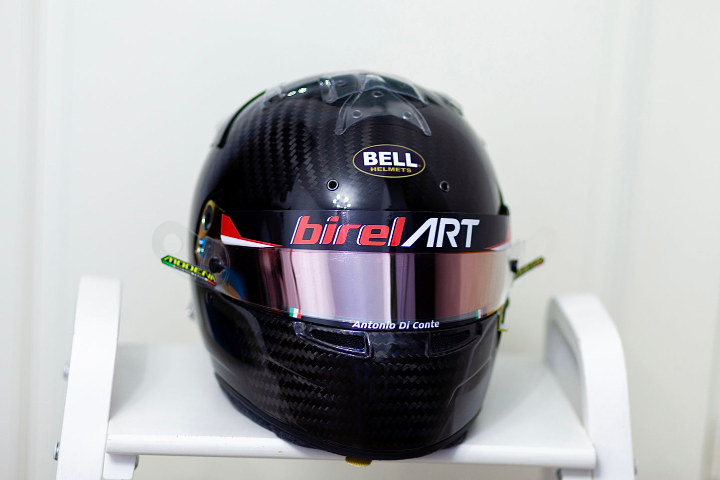 Birel ART kit of visor stickers: Chassis + Name&Flag (Karting, Motorsport, Moto)