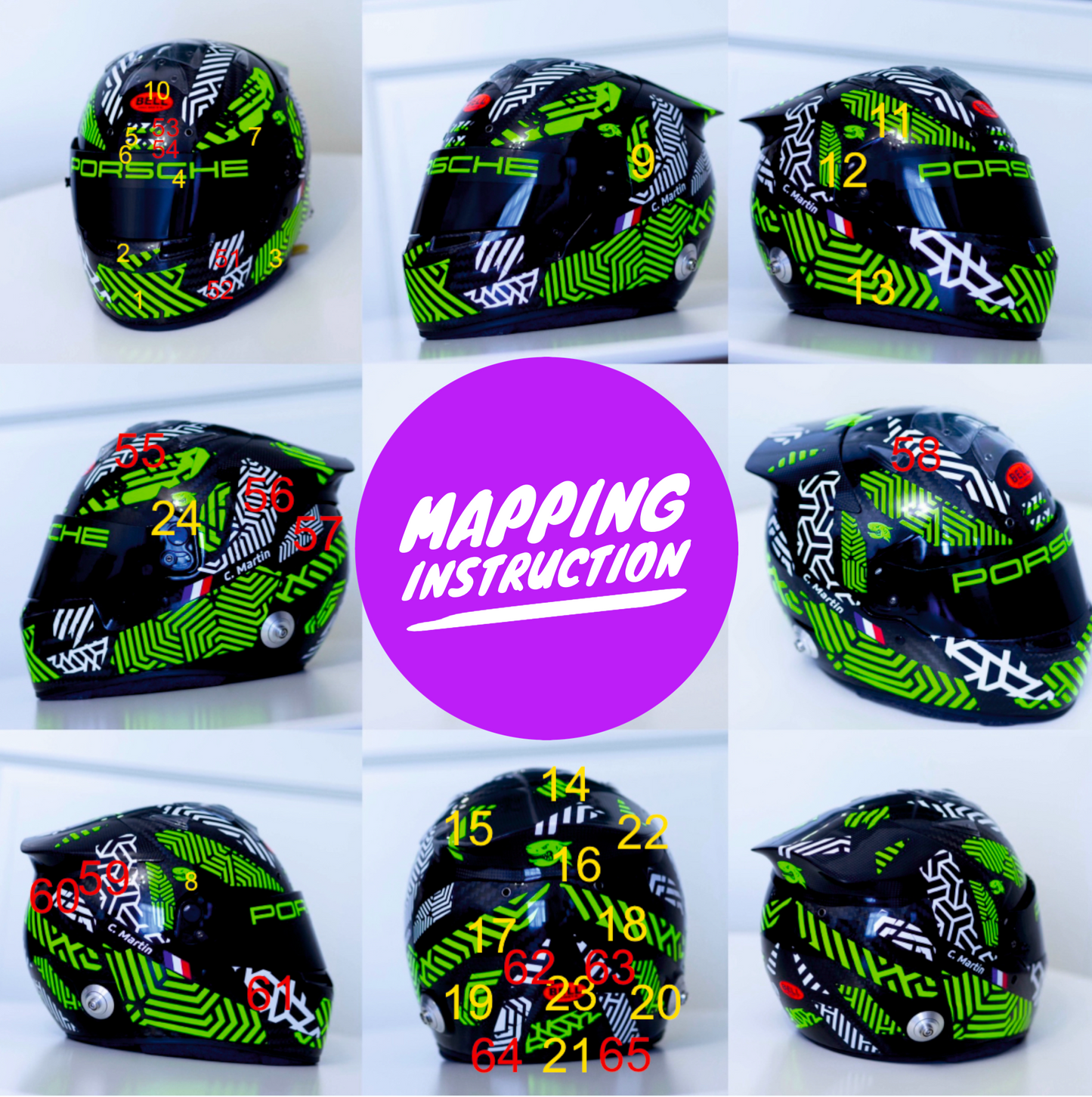 ZEBRA CAMUFLAGE Stickers for helmet Color scheme #2 (design pack) (Karting, Motorsport, Moto)