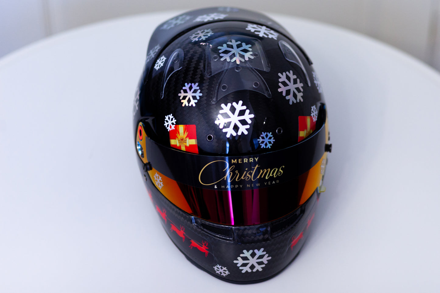 CHRISTMAS Helmet Sticker Kit for BLACK helmet (design pack) (Karting, Motorsport)