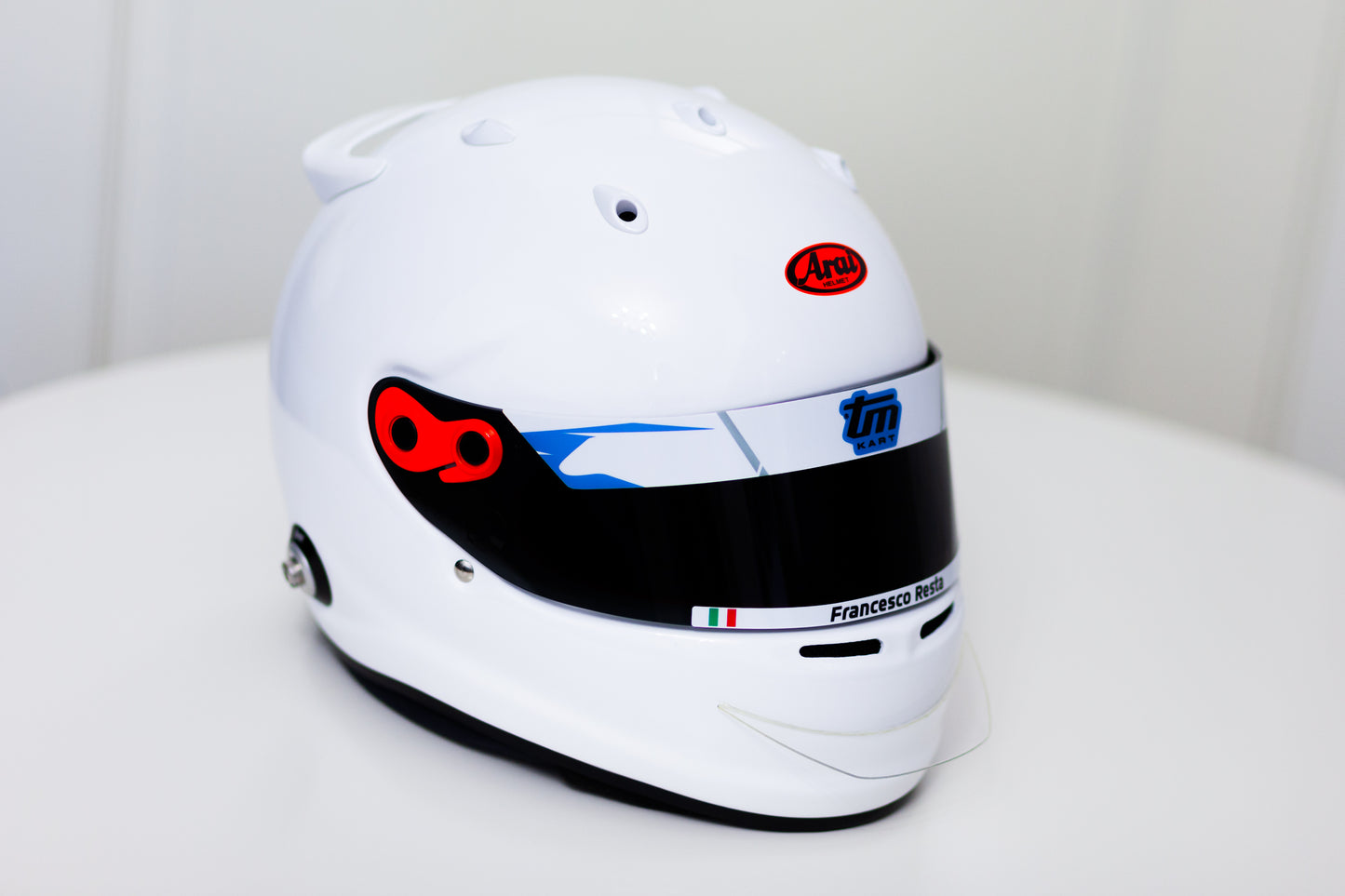 TM KART kit of visor stickers: Chassis+name+Flag (Karting, Motorsport, Moto)