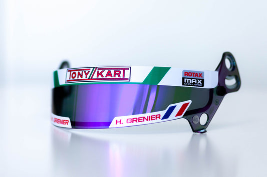 Visor sticker kit “PROTON” with Chassis / Engine / Name / Flag (Tony Kart + Rotax) (Karting, Motorsport, Moto)