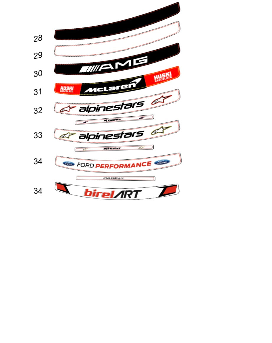 BELL Helmet visor Sticker (Karting, Motorsport) – 33 stickers