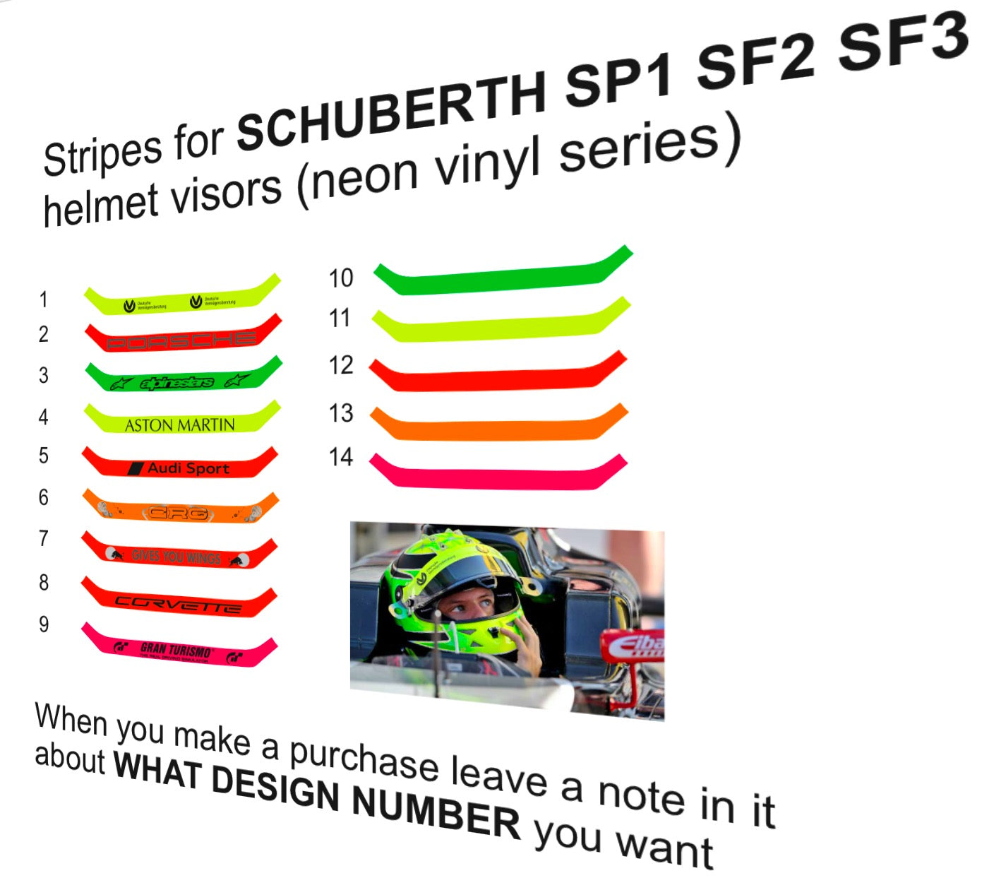 SCHUBERTH SP1 SF2 SF3 FLUO Helmet Visor Sticker (Karting, Motorsport, Moto)