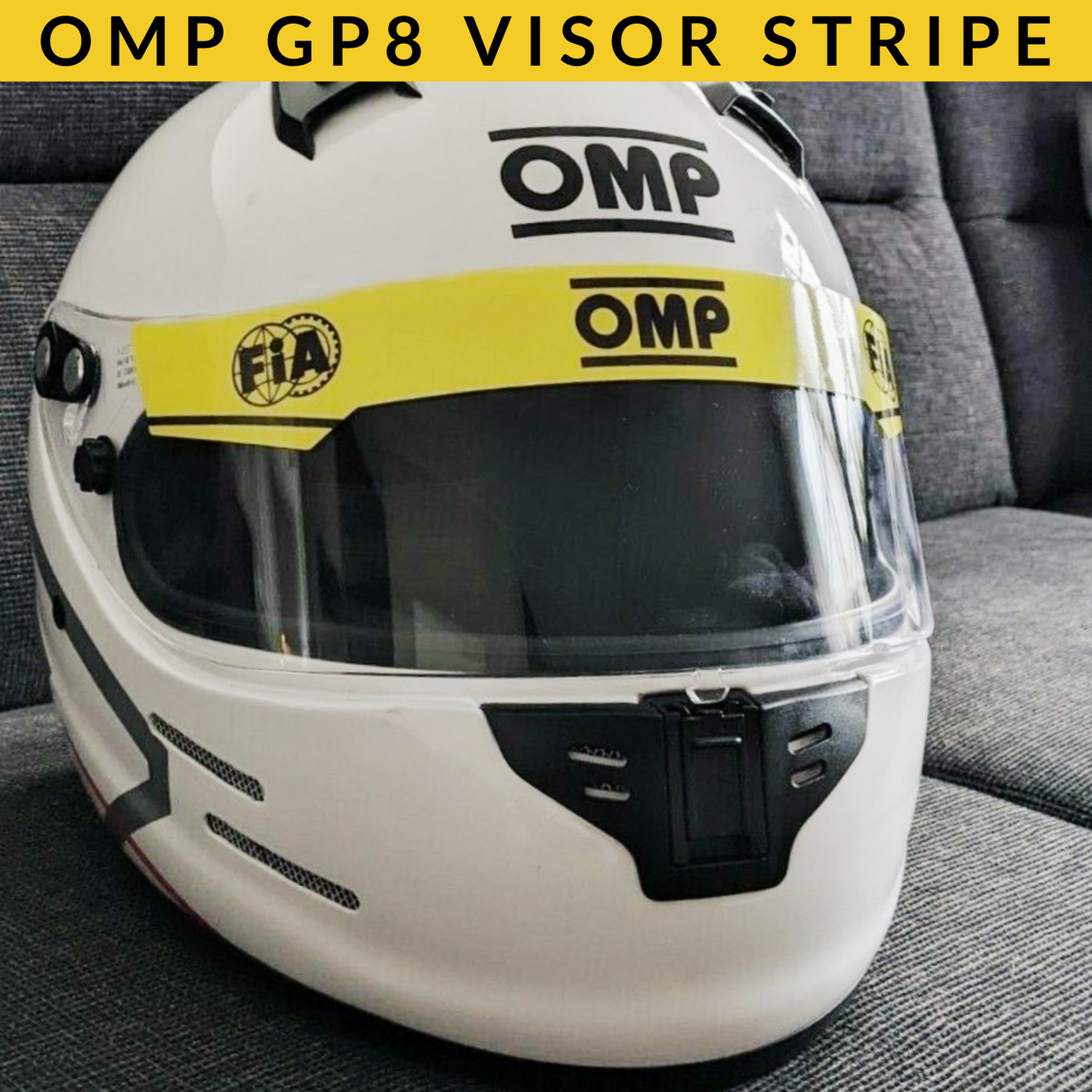 OMP GP8 Helmet Visor Stripe Sticker (Karting, Motorsport, Moto)